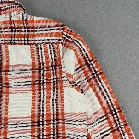 Outerknown Blanket Shirt Women’s M/L Orange Plaid Button Up Heavyweight - Picture 16 of 16